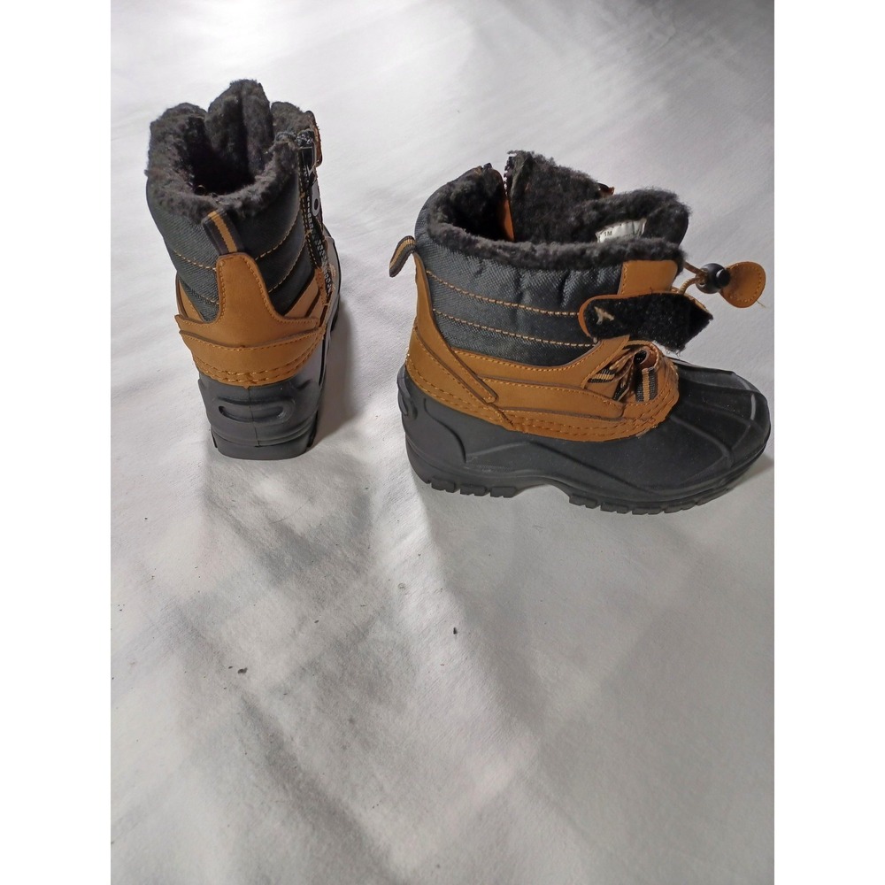 Khombu Chairlift Boots Kids Size 1 Black Brown Duck Snow‎ Winter Faux Fur Zip - Picture 3 of 5